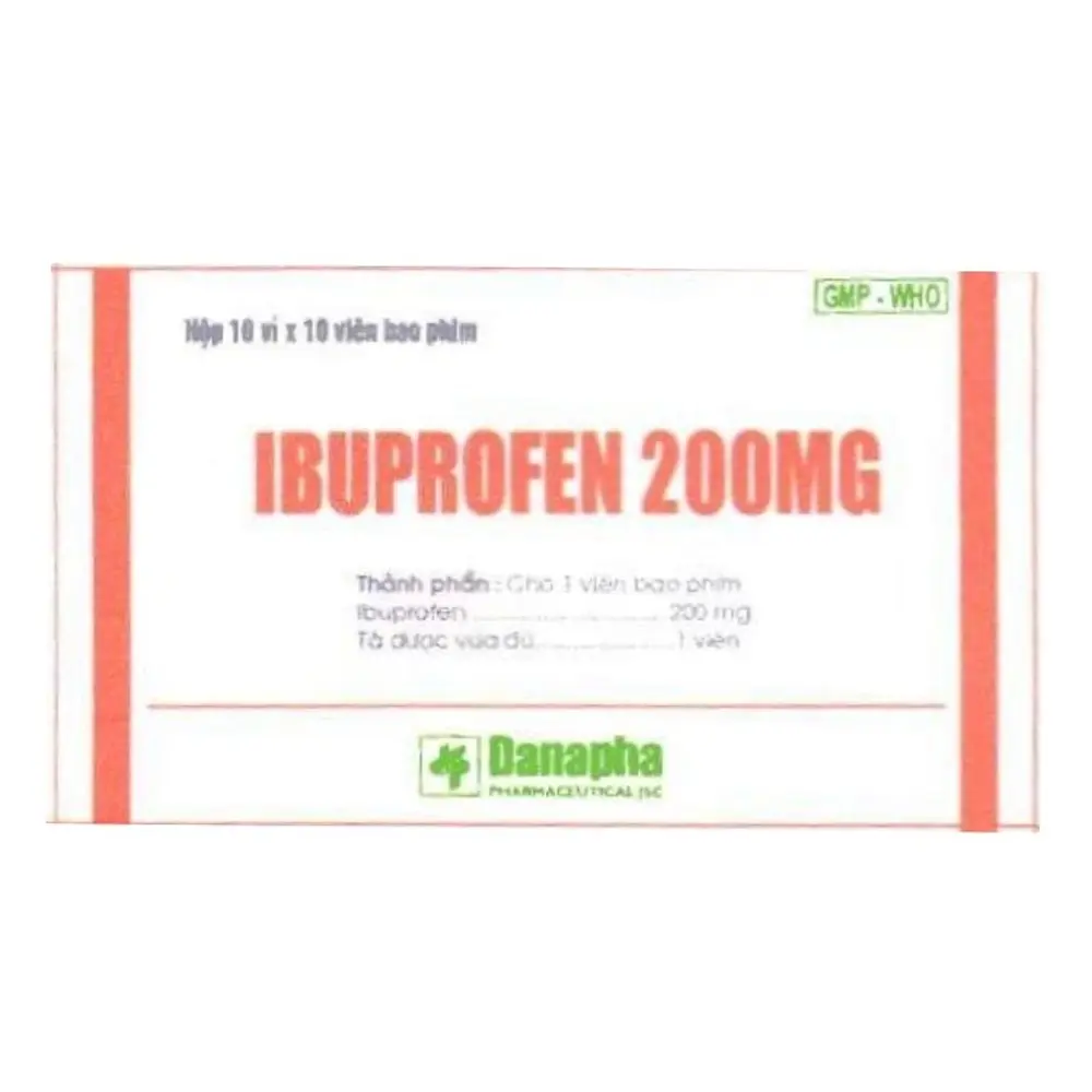 Ibuprofen 200 mg Danapha 10 vỉ x 10 viên