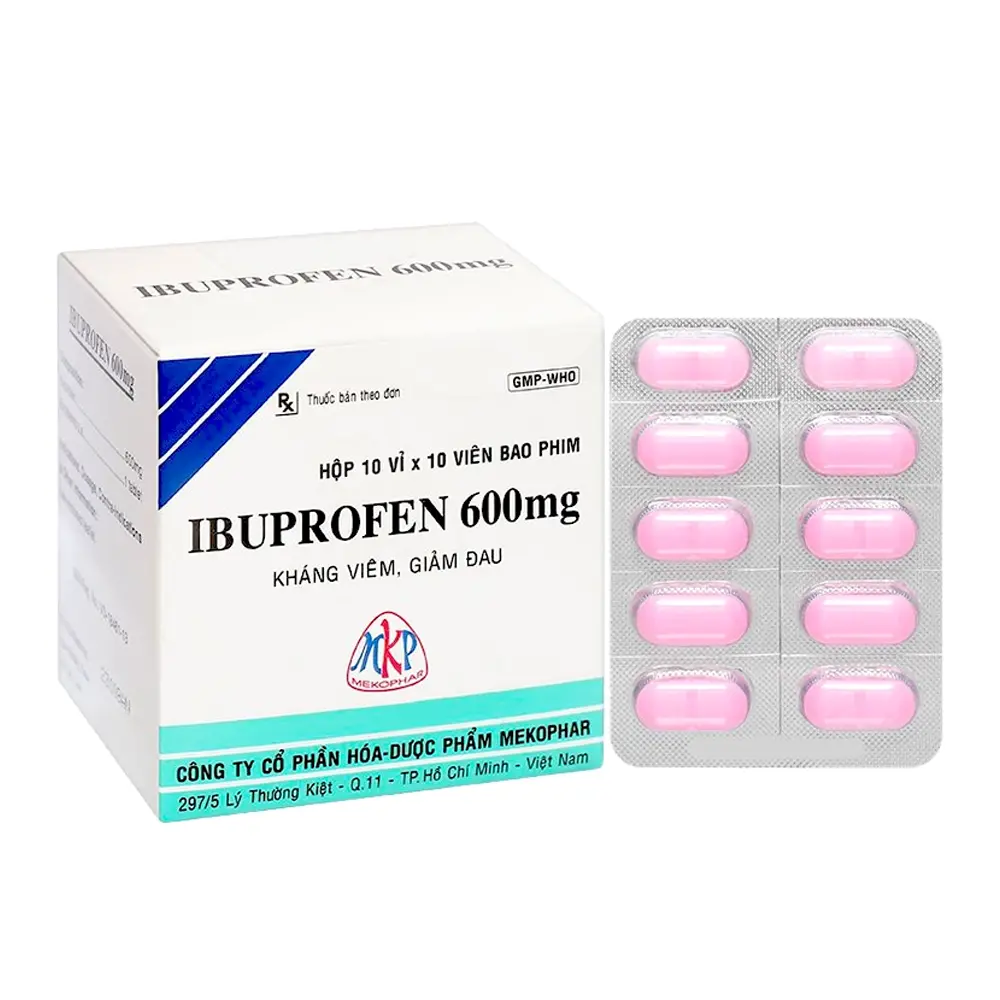 Ibuprofen 600 mg Mekophar 10 vỉ x 10 viên