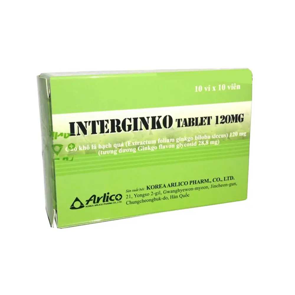 Interginko Tablet 120 mg Arlico 10 vỉ x 10 viên