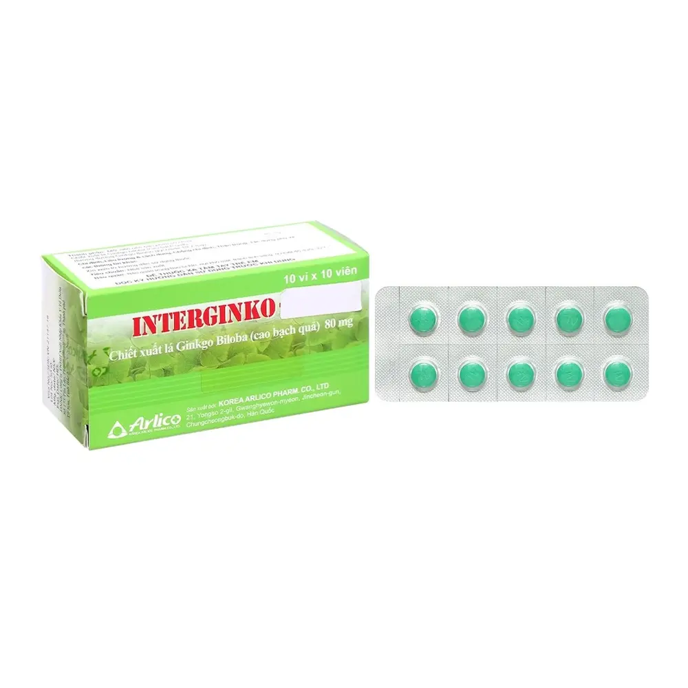 Interginko Tablet 80 mg Arlico 10 vỉ x 10 viên