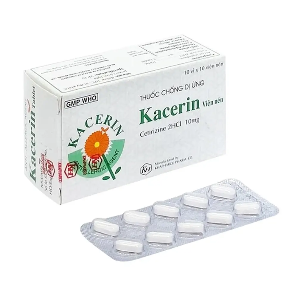 Kacerin 10mg (Cetirizin 10mg) Khapharco 10 vỉ x 10 viên