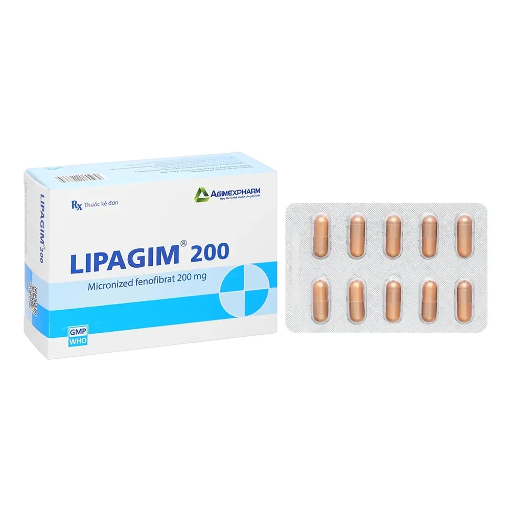 Lipagim 200 Agimexpharm - Hộp 6 vỉ x 10 viên