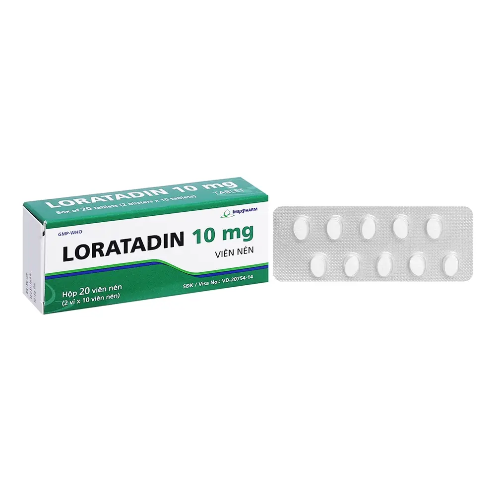 Loratadin 10mg Imexpharm 2 vỉ x 10 viên