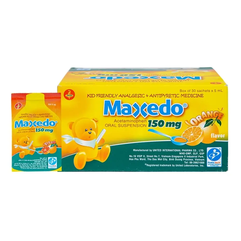 Maxedo 150 mg United hộp 30 gói x 5ml
