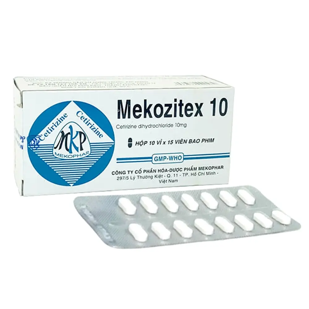 Mekozitex 10 (Cetirizin 10mg) Mekophar 10 vỉ x 15 viên