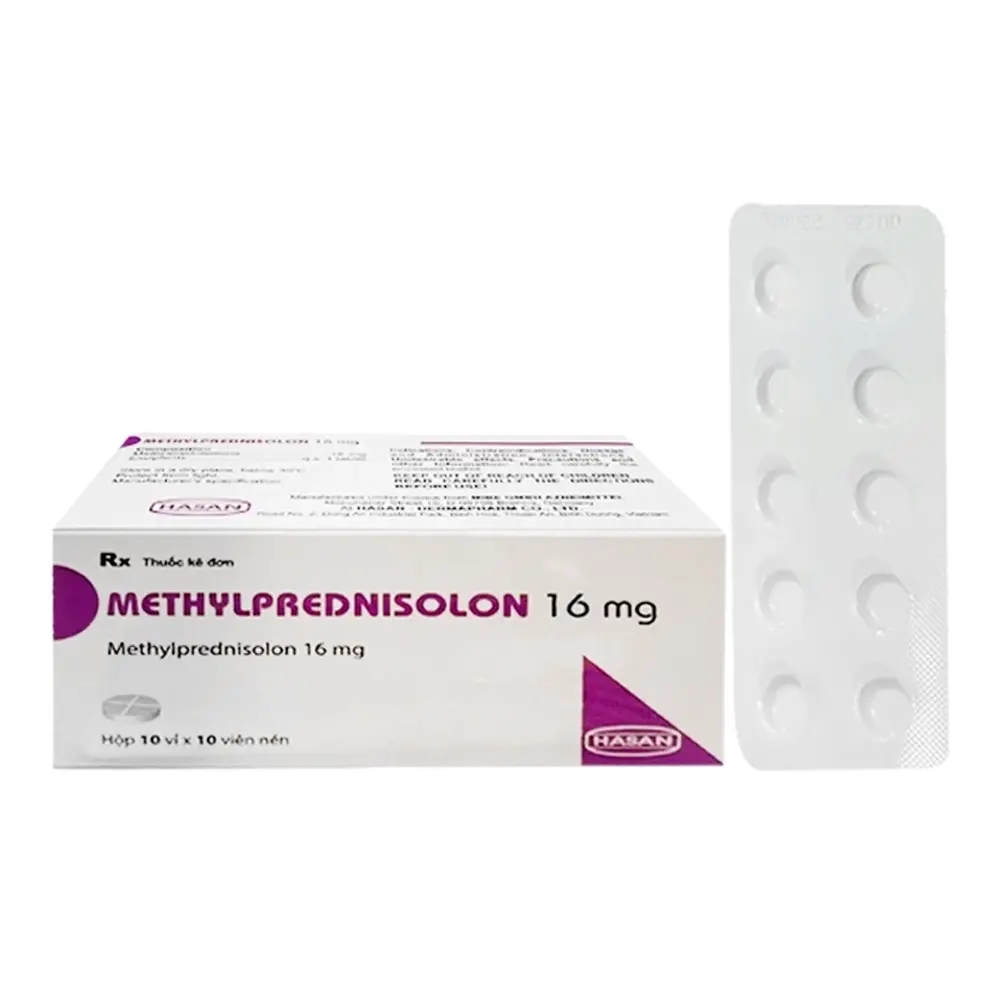 Methylprednisolon 16 mg Hasan 10 vỉ x 10 viên