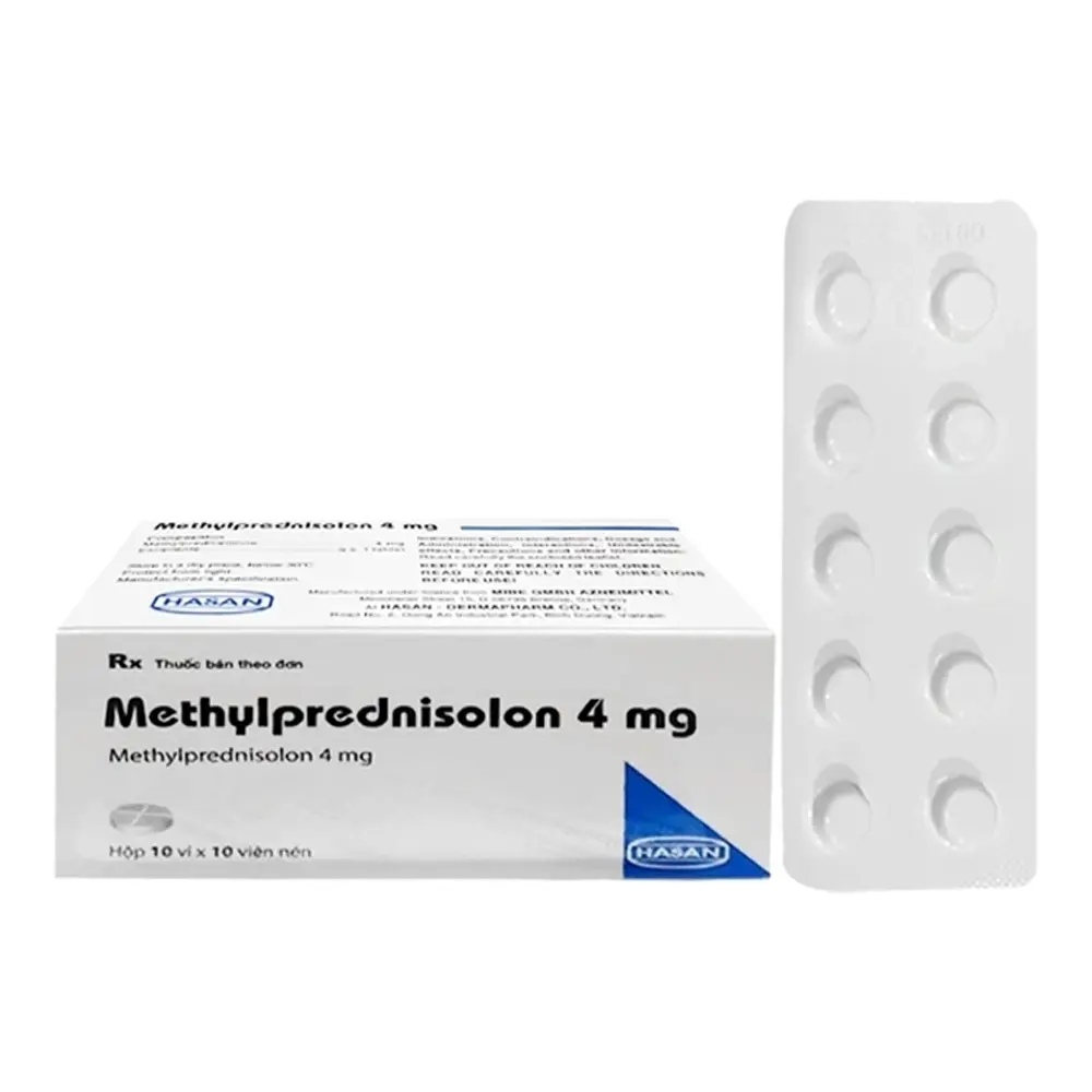 Methylprednisolon 4mg Hasan 10 vỉ x 10 viên
