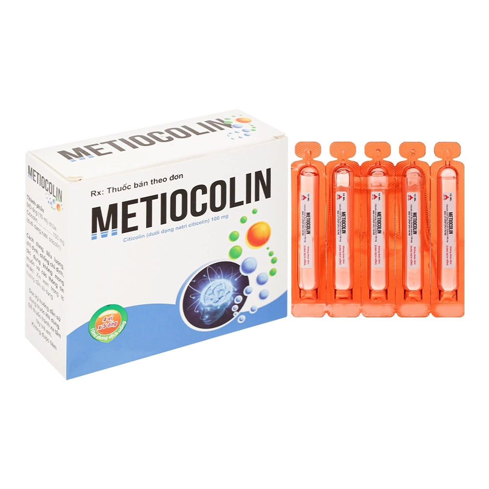 Metiocolin (Citicolin 100 mg) CPC1HN 4 Vỉ x 5 Ống x 10ml