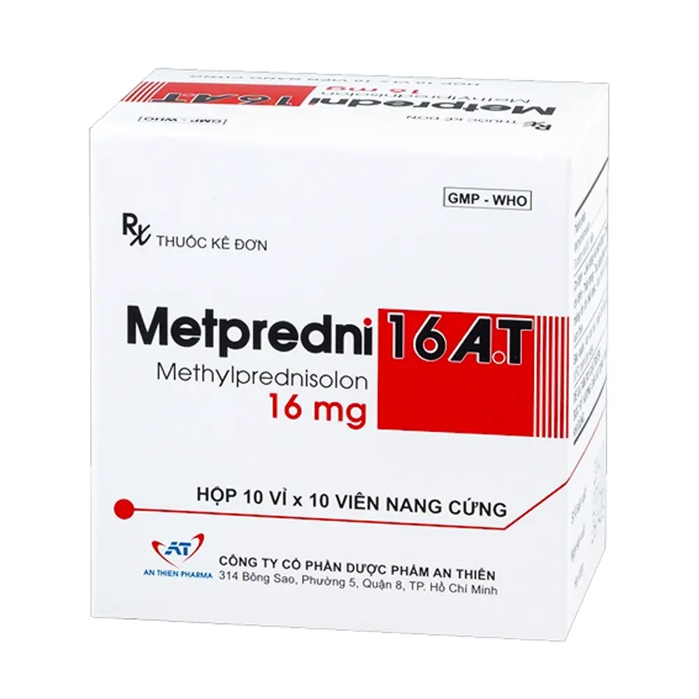 Metpredni 16 A.T ( Methylprednisolon 16mg ) An Thiên 10 vỉ x 10 viên