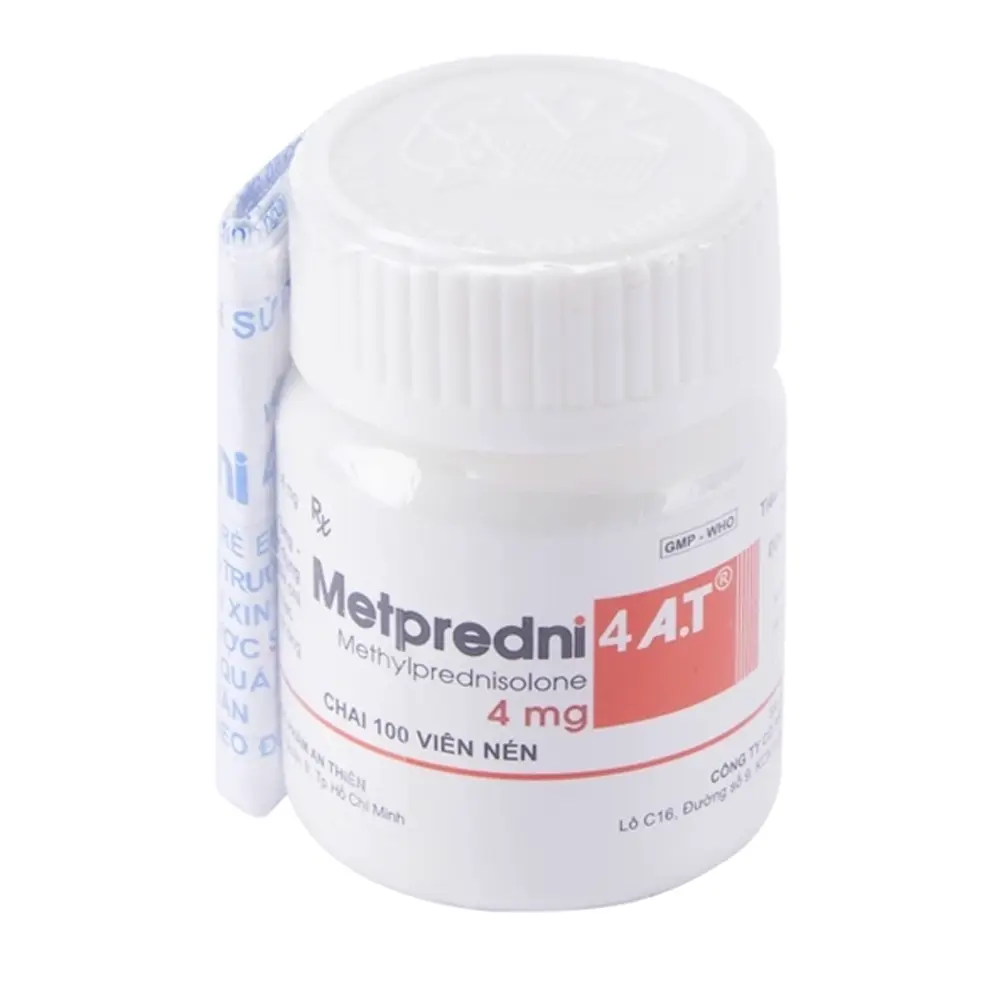 Metpredni 4 A.T ( Methylprednisolon 4mg ) An Thiên chai 100 viên