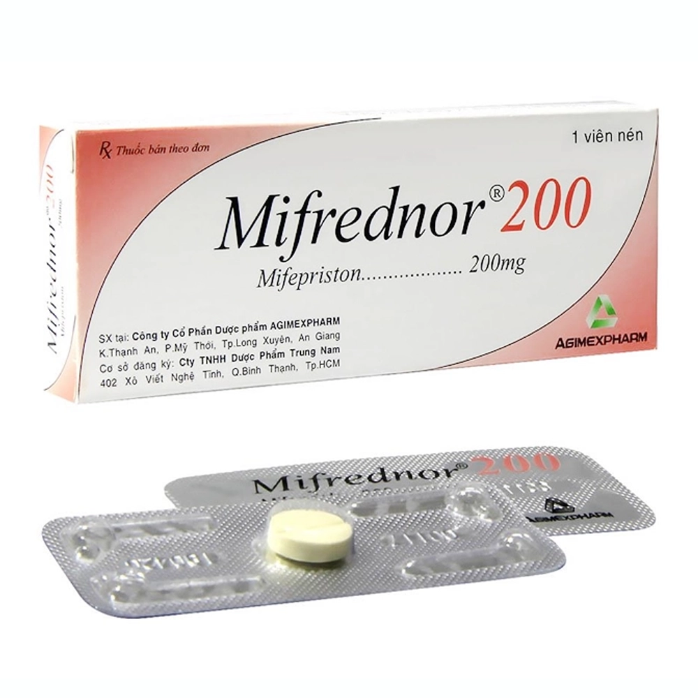 Mifrednor 200 Agimexpharm 1 vỉ x 1 viên