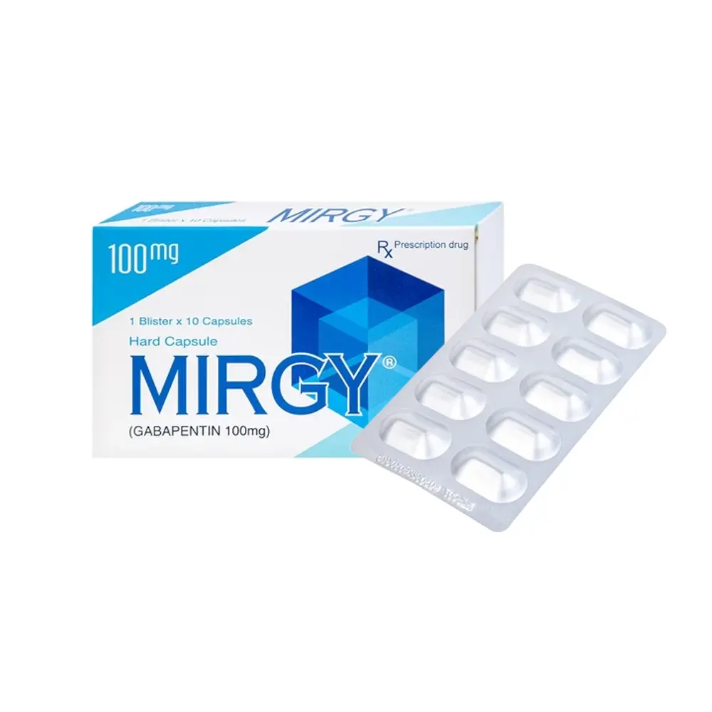 Mirgy capsules 100 (Gabapentin 100 mg) Getz Pharma 1 vỉ x 10 viên