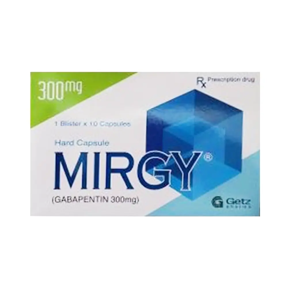Mirgy capsules 300 (Gabapentin 300 mg) Getz Pharma 1 vỉ x 10 viên