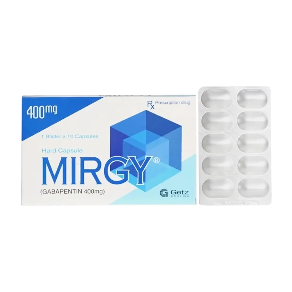 Mirgy capsules 400 (Gabapentin 400 mg) Getz Pharma 1 vỉ x 10 viên