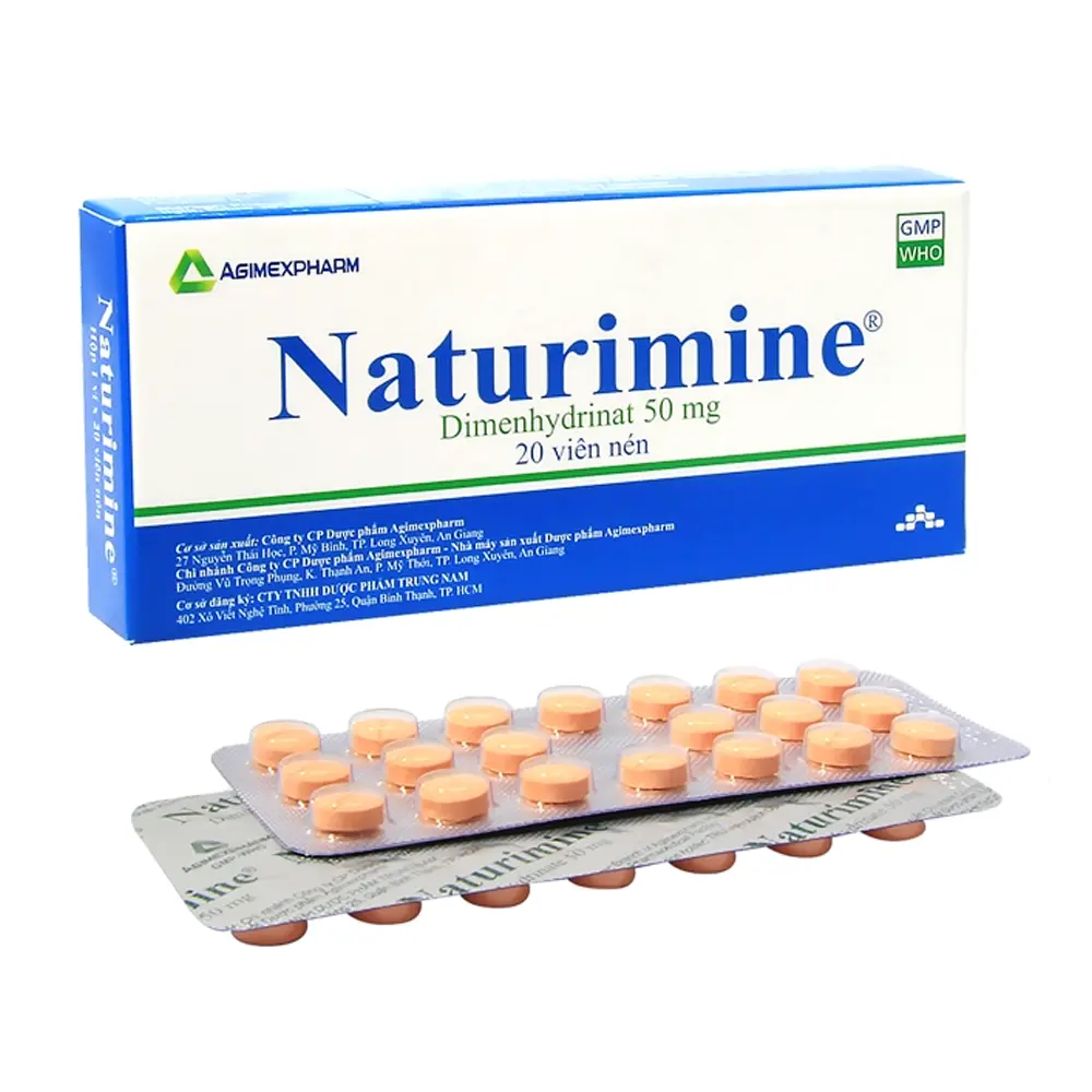 Naturimine 50 mg Agimexpharm 1 vỉ x 20 viên