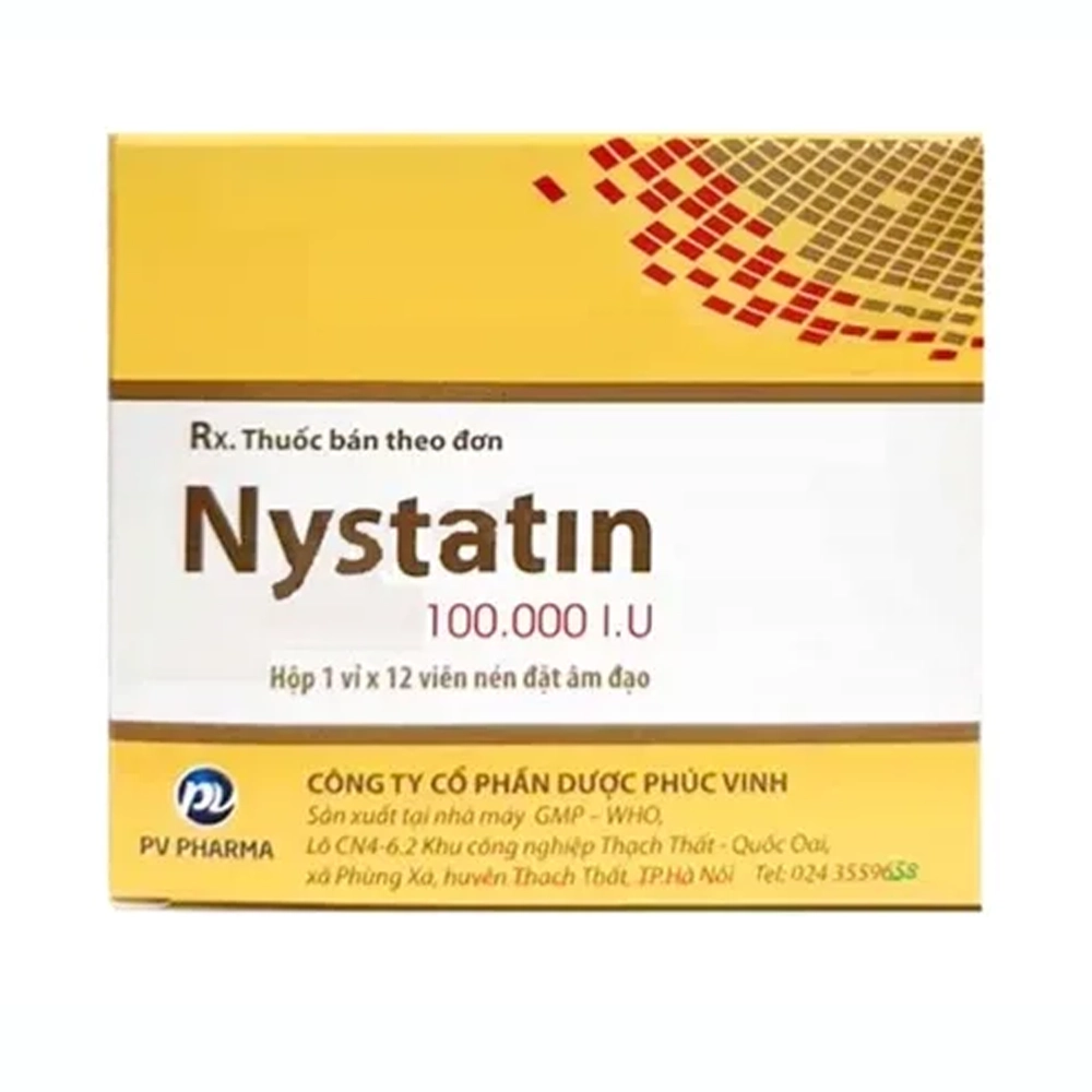 Nystatin 100.000 I.U Phúc Vinh 1 vỉ x 12 viên