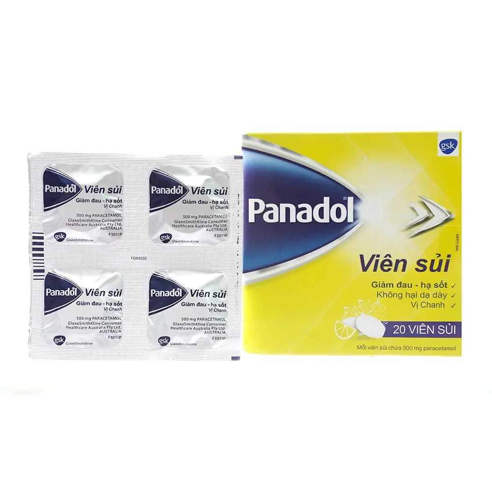 Panadol 500 mg vị chanh GSK 5 vỉ x 4 viên