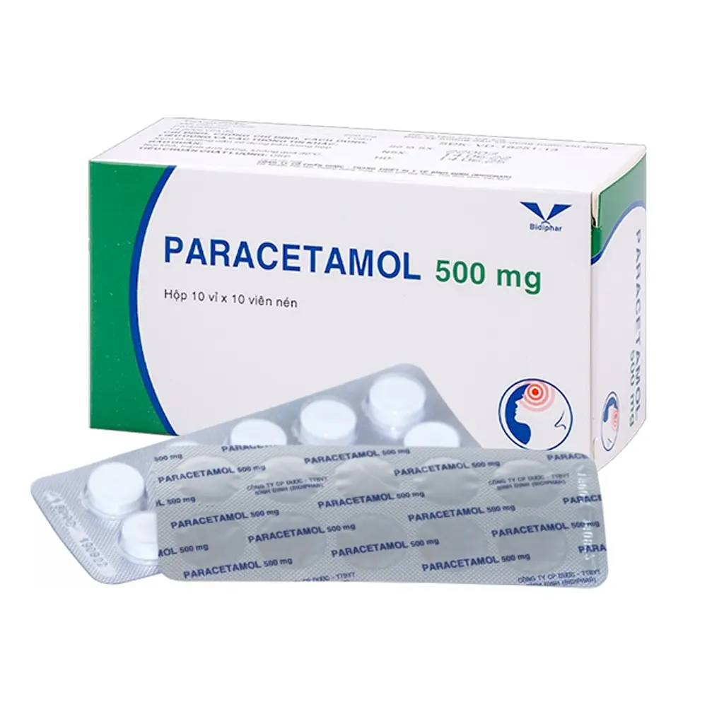 Paracetamol 500 mg Bidiphar 10 vỉ x 10 viên