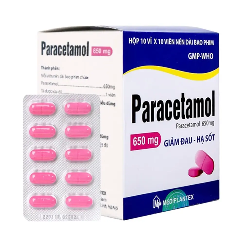 Paracetamol 650 mg Mediplantex 10 vỉ x 10 viên