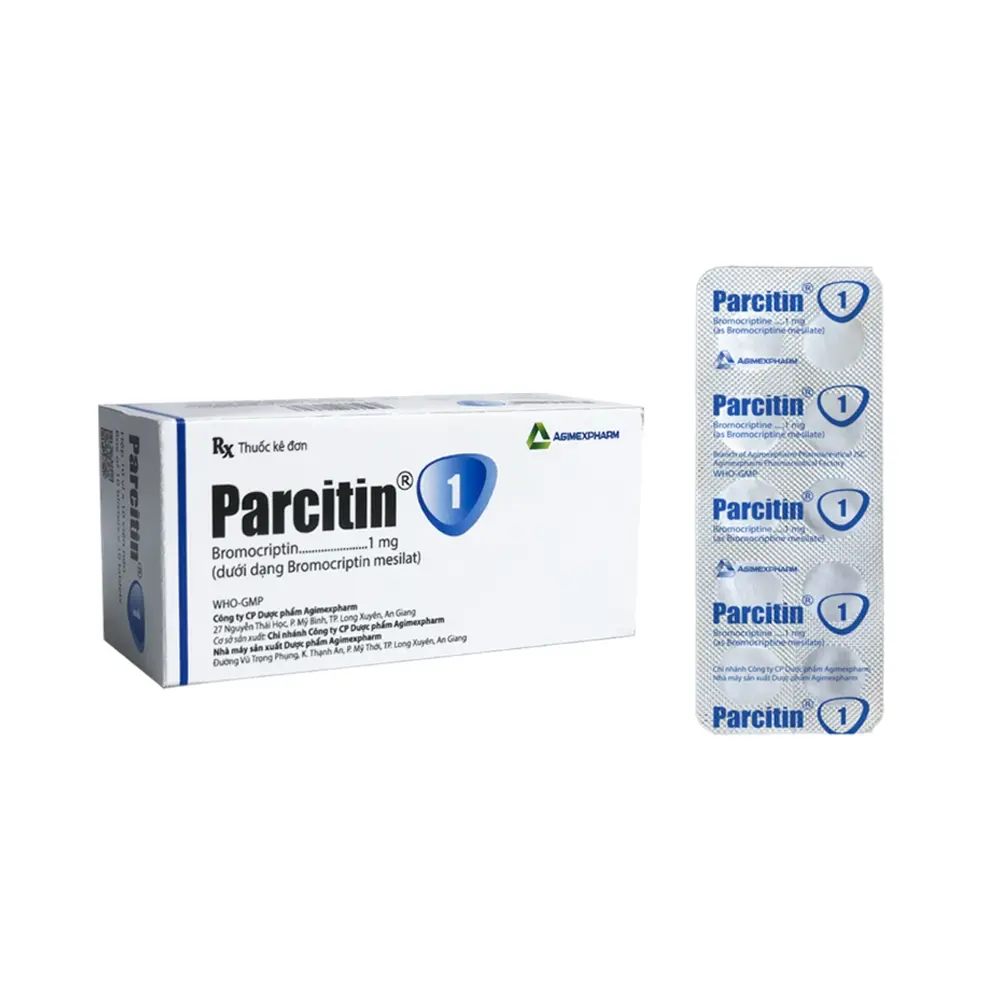 Parcitin 1 (Bromocriptine 1 mg) Agimexpharm 3 vỉ x 10 viên