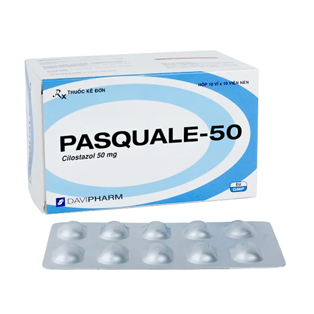Pasquale-50 (Cilostazol 50 mg) Davipharm 10 vỉ x 10 viên