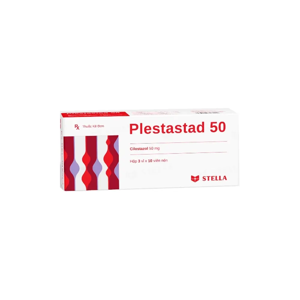 Plestastad 50 (Cilostazol 50 mg) Stellapharm 3 vỉ x 10 viên
