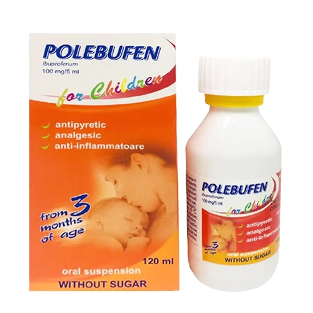 Polebufen (Ibuprofen 100 mg/5 ml) Polpharma lọ 120 ml