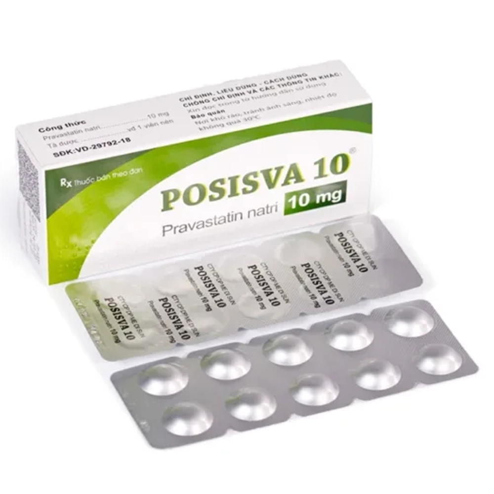 Posisva 10 (Pravastatin 10mg) Medbolide 3 vỉ x 10 viên