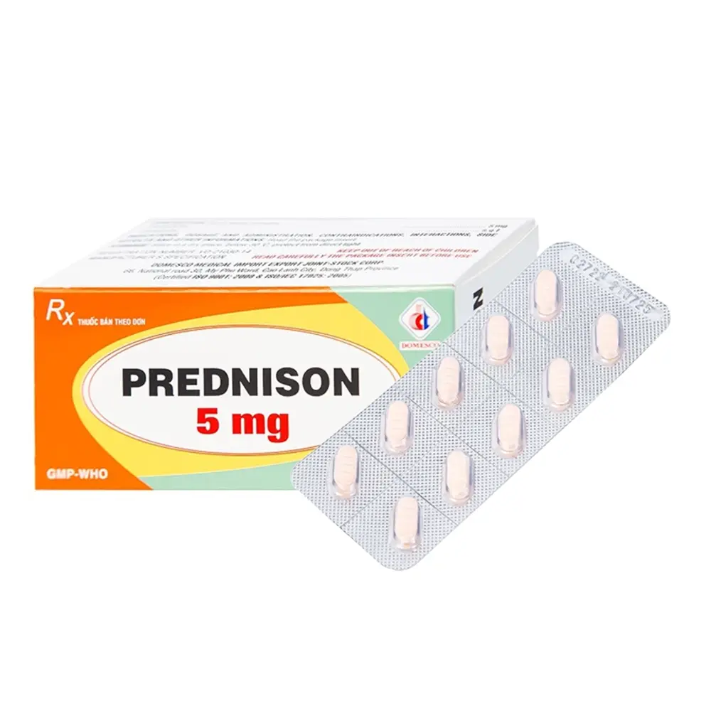 Prednison 5 mg Domesco 10 vỉ x 10 viên