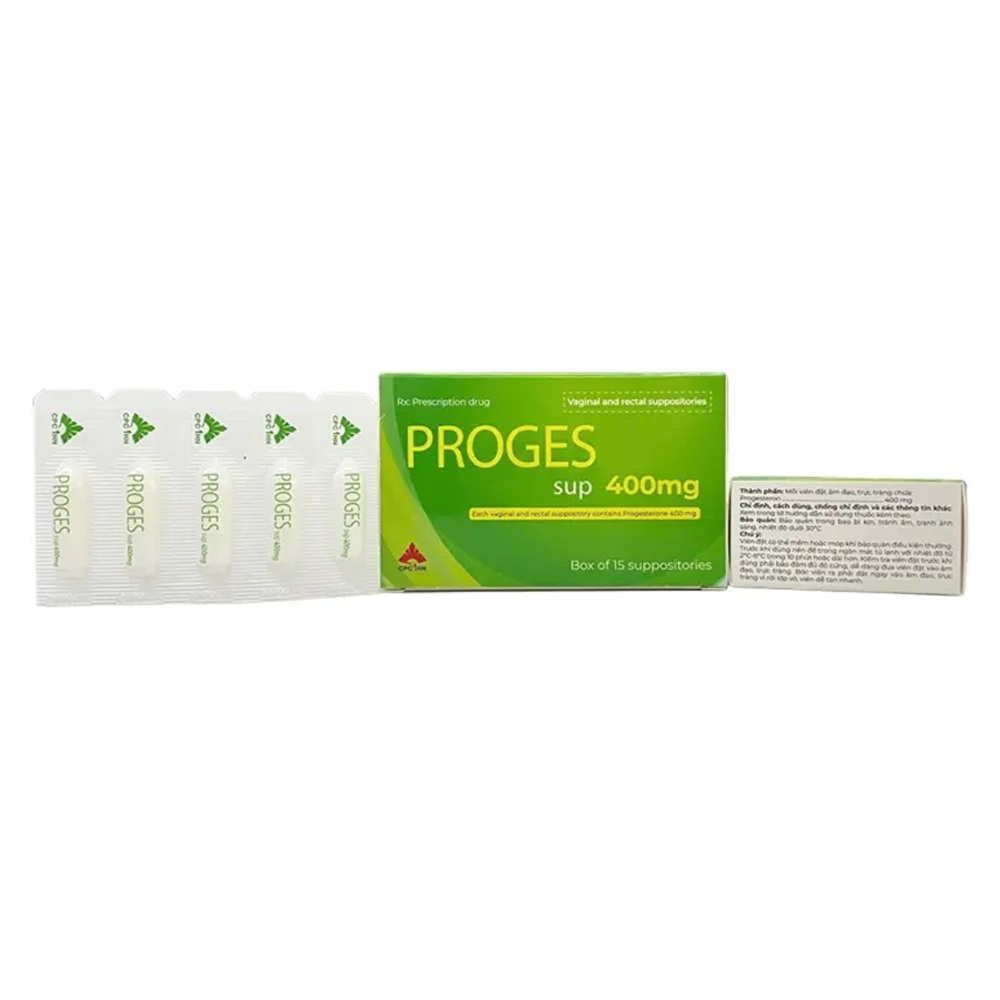 Proges Sup 400mg CPC1HN 3 vỉ x 5 viên