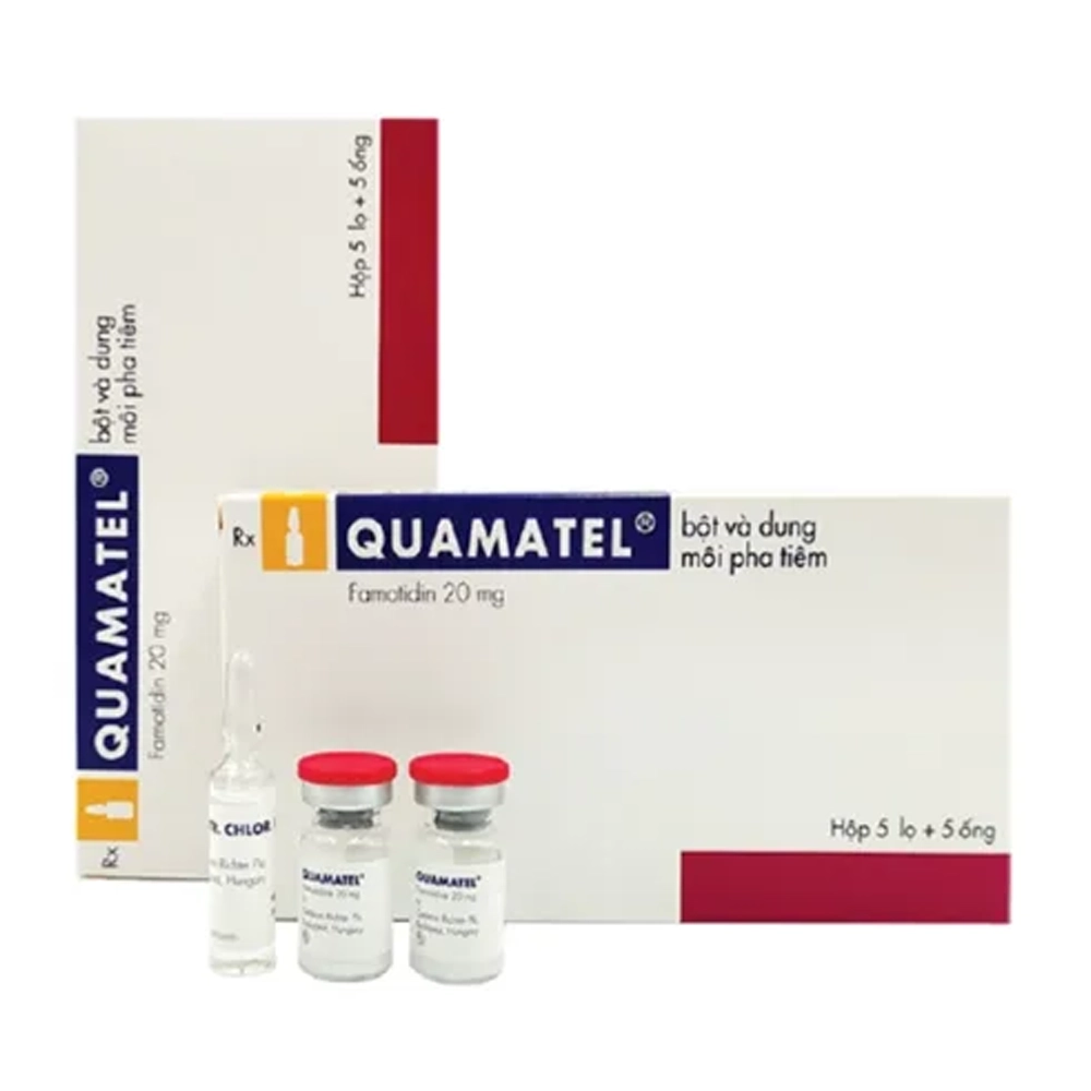 Quamatel (Famotidin 20mg) Gedeon Richter, Hộp 5 lọ + 5 ống
