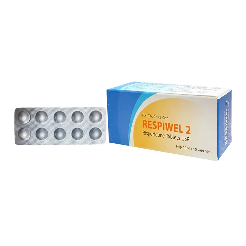 Respiwel 2 (Risperidon 2 mg) Akums 10 vỉ x 10 viên