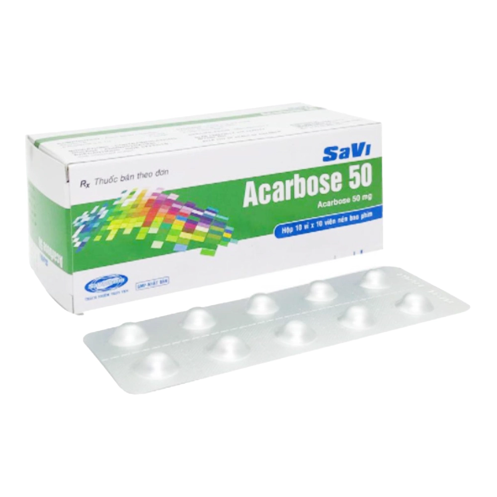 Savi Acarbose 50 Hộp 10 vỉ x 10 viên