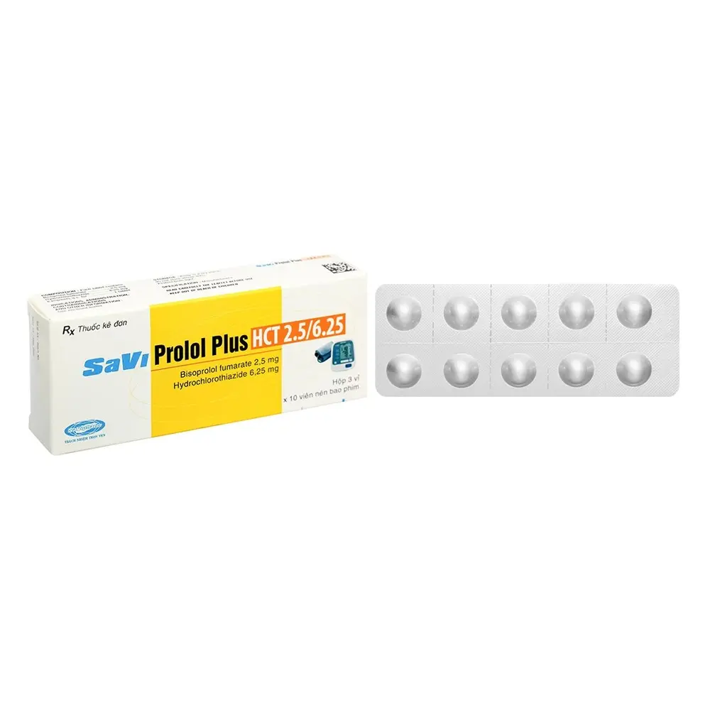 SaviProlol Plus HCT 2.5/6.25 3 vỉ x 10 viên