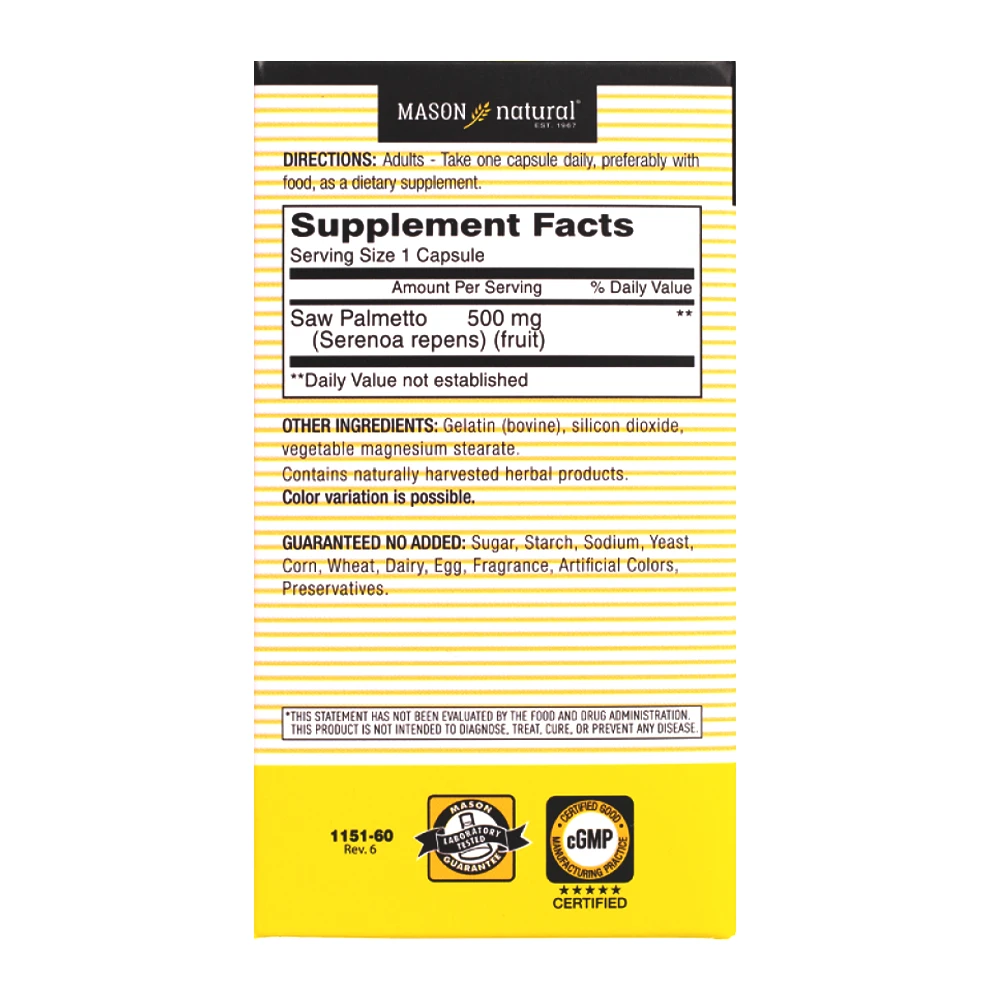 Mason Natural Saw Palmetto 500mg 60 viên - 3