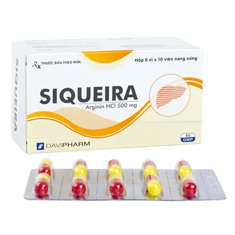 Siqueira 500 (Arginin 500mg) Davipharm 6 vỉ x 10 viên