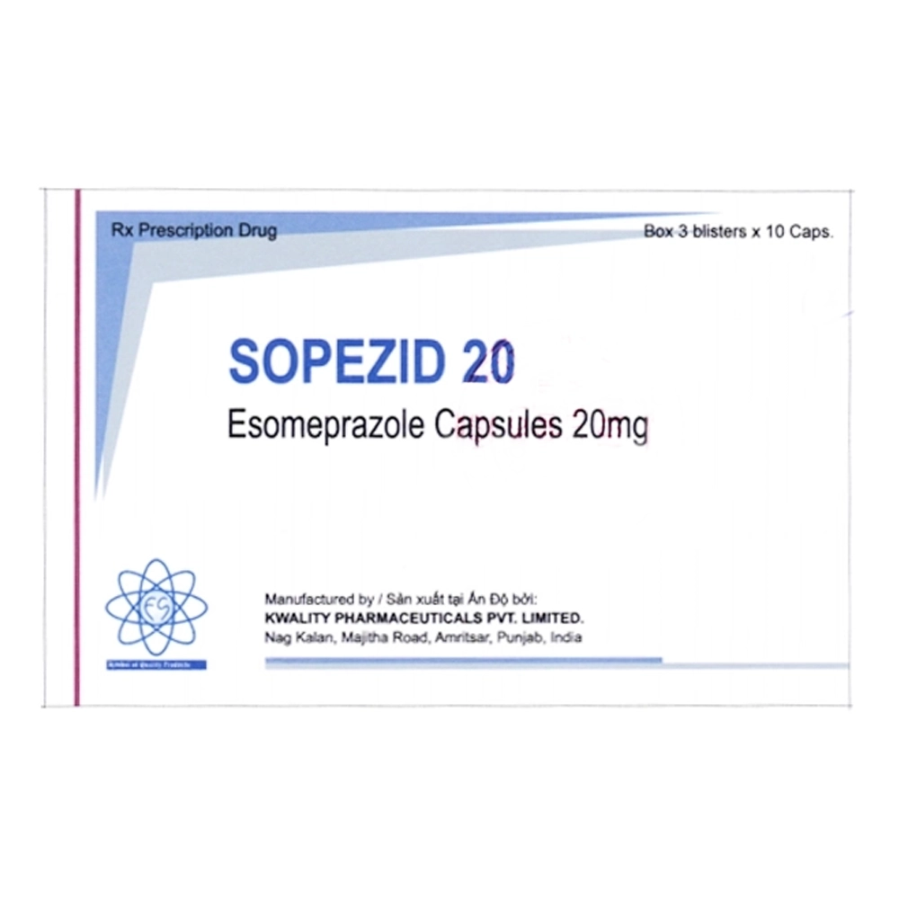 Sopezid 20 (Esomeprazole 20mg) Kwality 3 vỉ x 10 viên