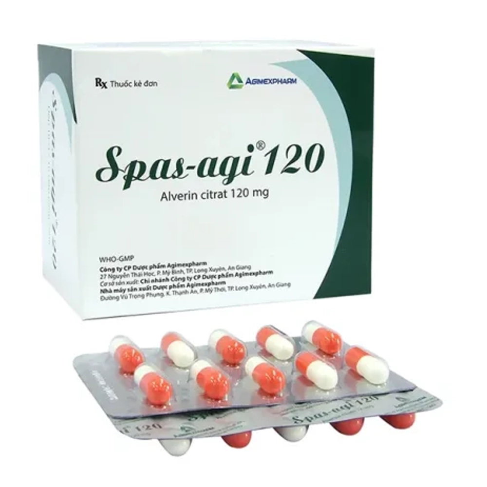 Spas-agi 120 (Alverine 120mg) Agimexpharm 10 vỉ x 10 viên