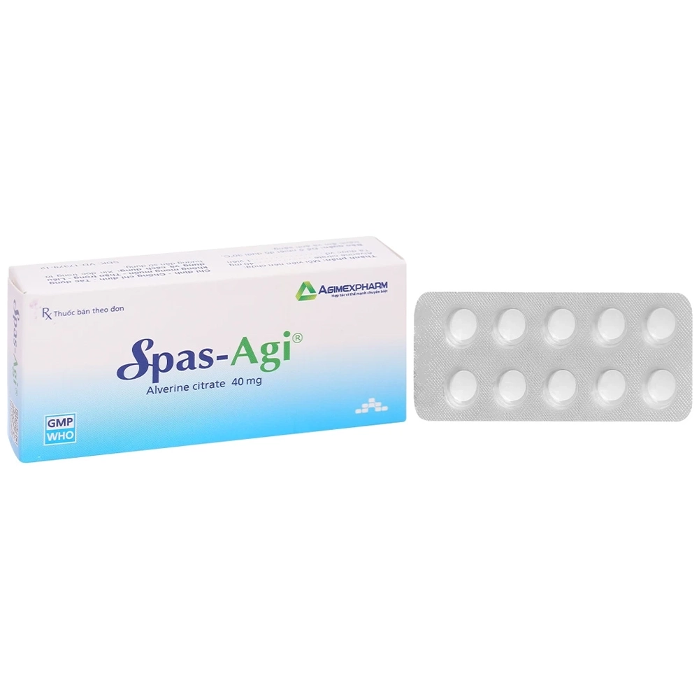 Spas-Agi 40 (Alverine 40mg) Agimexpharm 3 vỉ x 10 viên