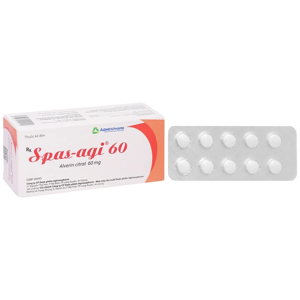 Spas-agi 60 (Alverine 60mg) Agimexpharm 6 vỉ x 10 viên