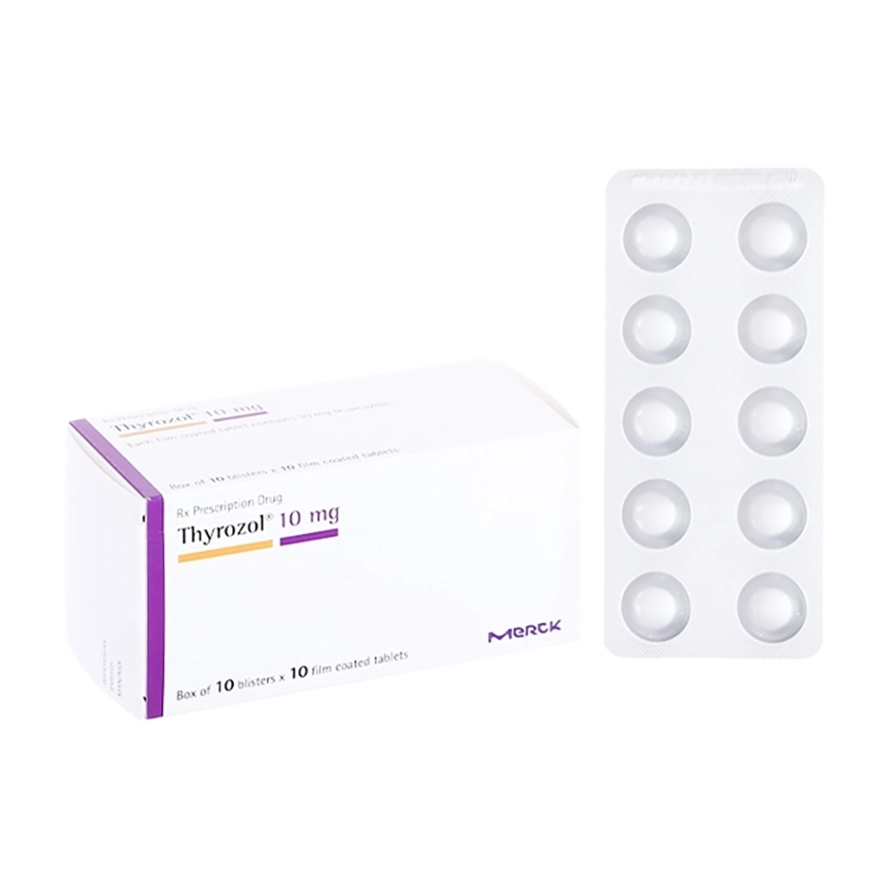 Thyrozol 10mg (Thiamazol 10mg) Merck 10 vỉ x 10 viên
