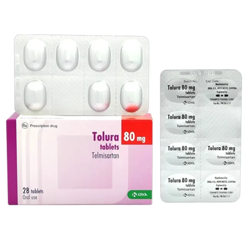 Tolura 80mg (Telmisartan 80mg) KRKA 4 vỉ x 7 viên