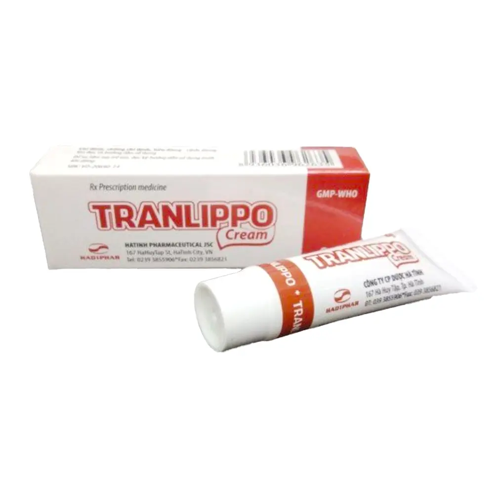 Tranlippo (Cloramphenicol/Dexamethasone 0.16 g/0.004 g) Hadiphar lọ 8g
