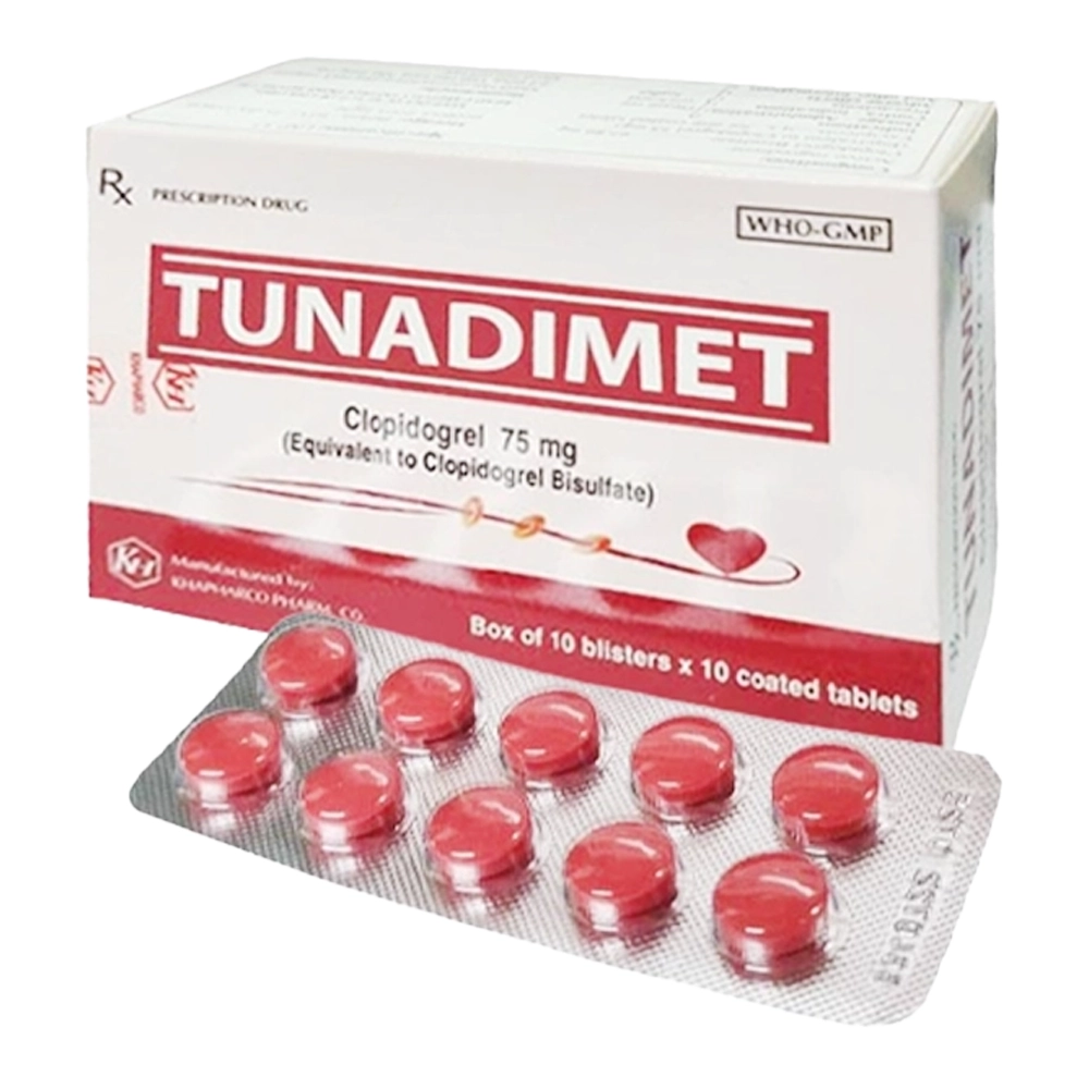 Tunadimet 75 ( Clopidogrel 75mg ) Khapharco 10 vỉ x 10 viên