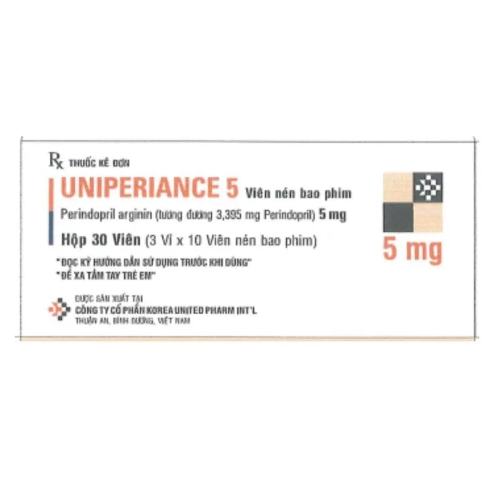 Uniperiance 5 (Perindopril 5mg) Korea United 3 vỉ x 10 viên