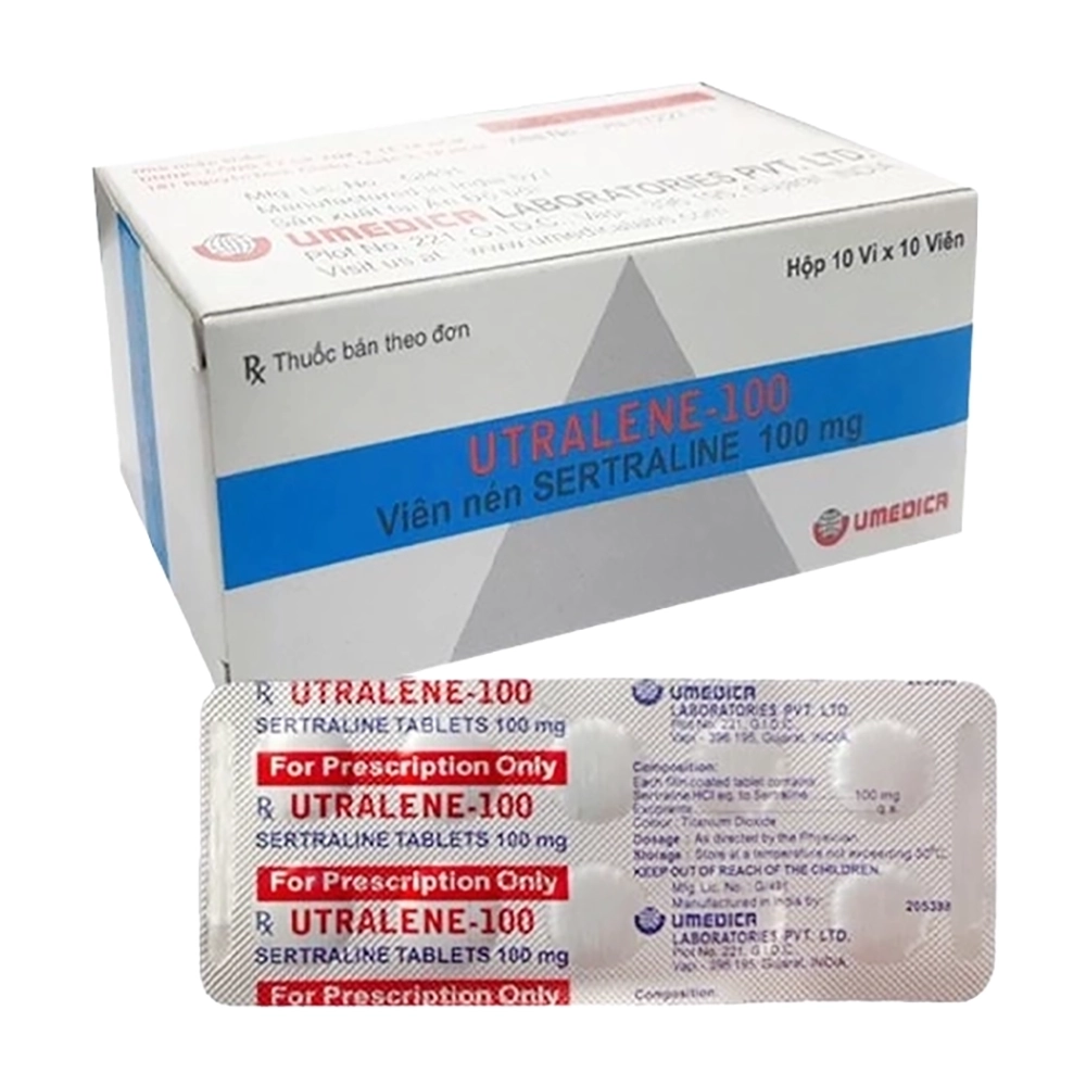 Utralene 100mg (Sertraline 100mg) Umedica 10 vỉ x 10 viên