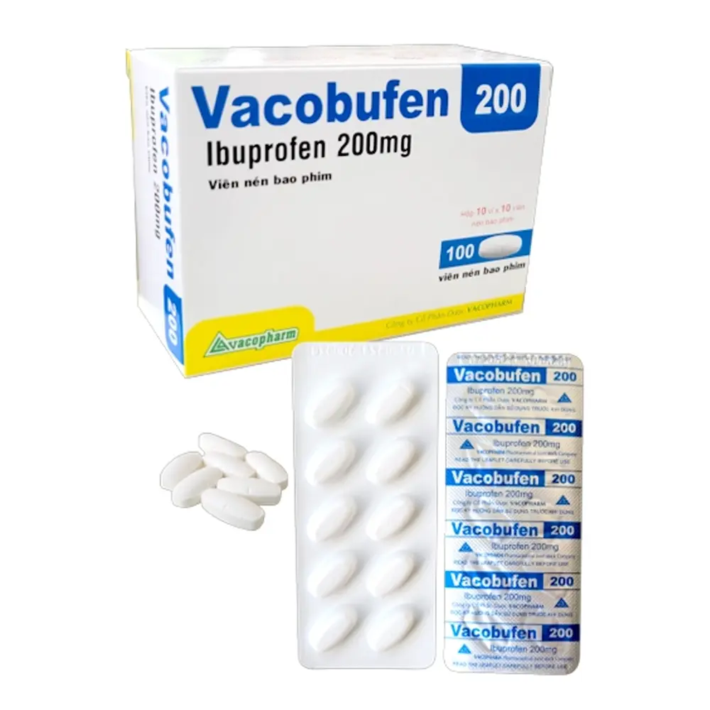 Vacobufen 200 (Ibuprofen 200 mg) Vacopharm 10 vỉ x 10 viên