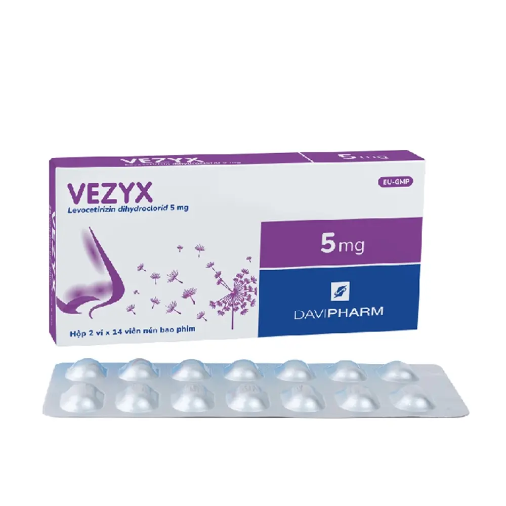 Vezyx 5mg Davipharm 2 vỉ x 14 viên