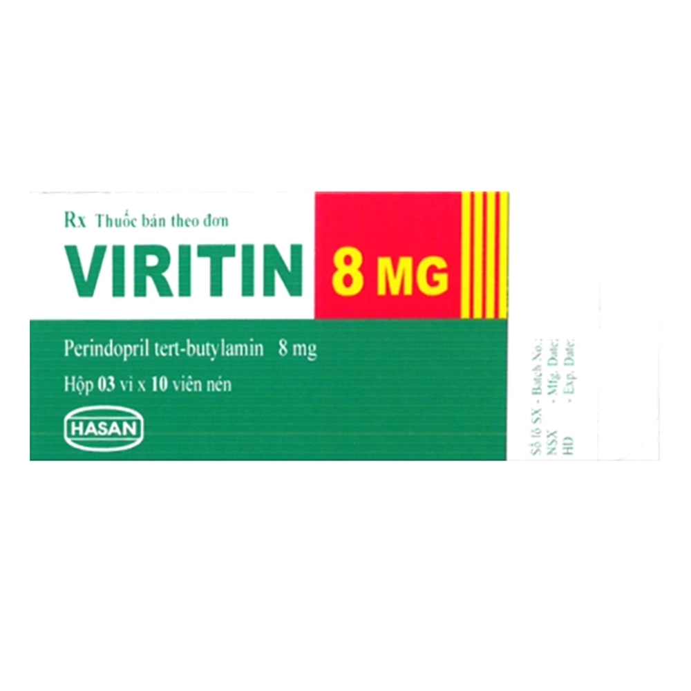 Viritin 8mg (Perindopril 8mg) Hasan 3 vỉ x 10 viên