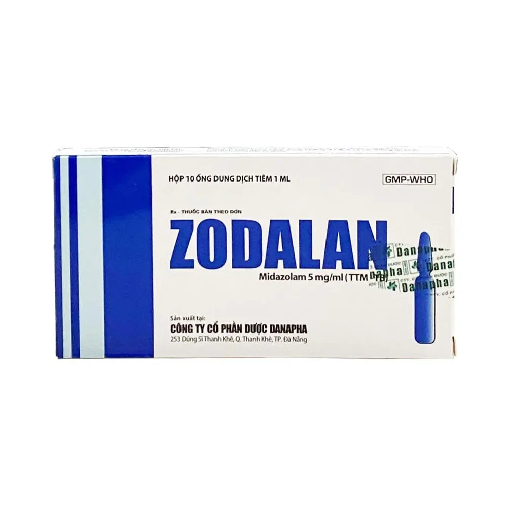Zodalan 5 mg/ml (Midazolam 5 mg/ml) Danapha 10 ống x 1ml